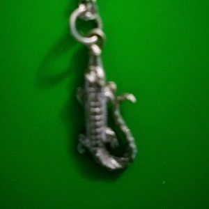 Silver 18" Necklace with Small Alligator Charm